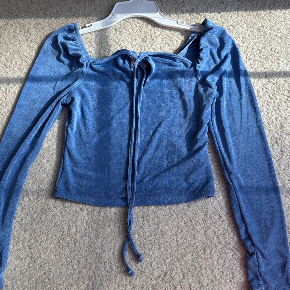 Crave Fame Blue Long Sleeve Top